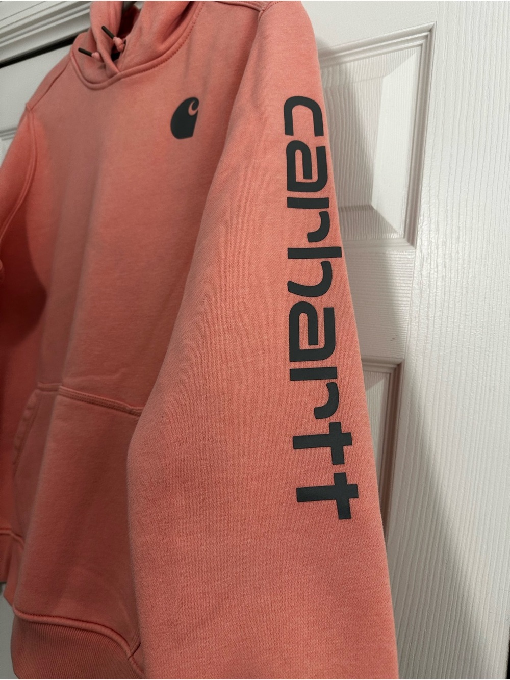 Carhartt Clarksburg Logo Sweatshirt Hoodie in Coral‎ Size 2X VGUC - Picture 3 of 7